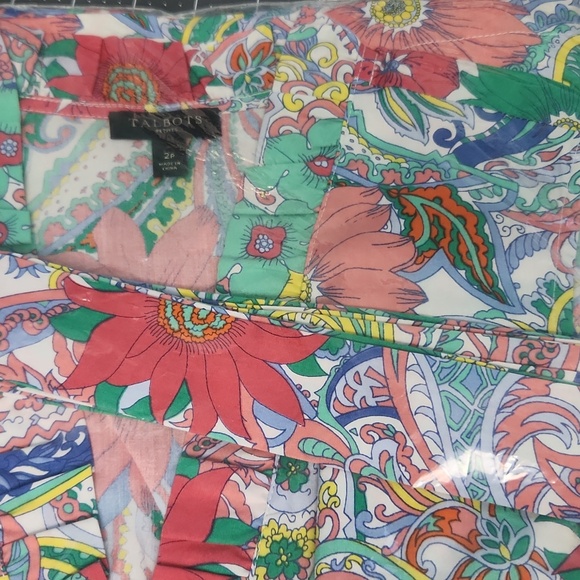 TALBOTS Dress Women 2P Petite Floral Button Front Sundress Midi Belted Pleated - Picture 5 of 5